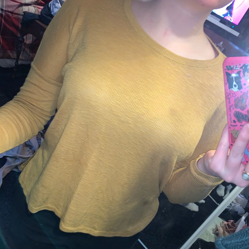 Cream/orange long sleeve top